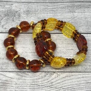 RETRO style faux amber statement stretch bracelets